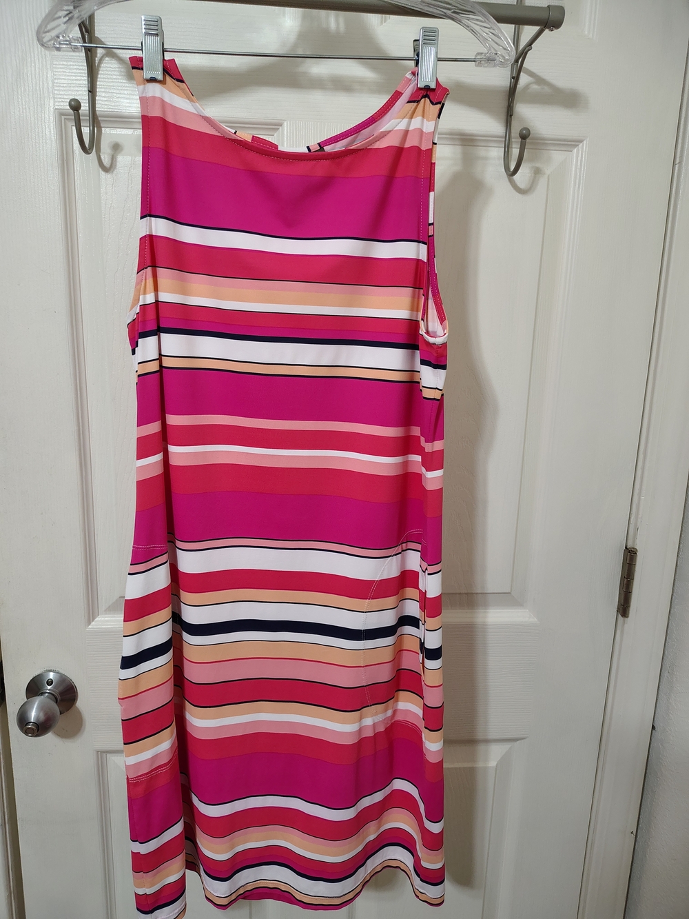 Tommy Bahama Watercolor Striped Dress W/Pockets Women's XS Pink, White, Peach